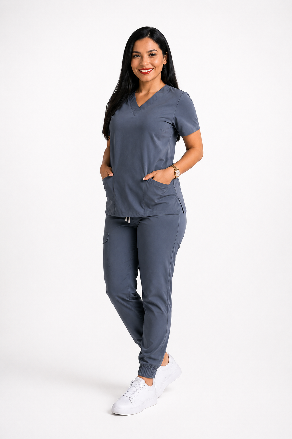 Set Gris Antifluido con Cuello V y Jogger