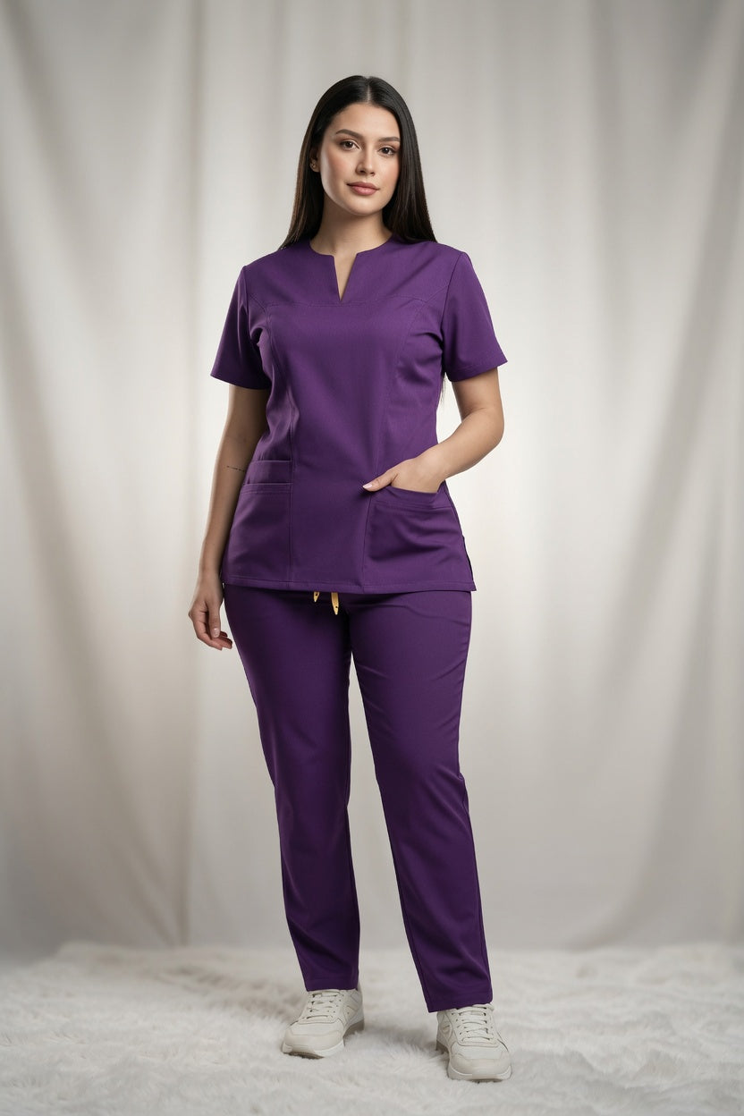 Set Morado Uva Antifluido con Cuello Chino, Bota Recta