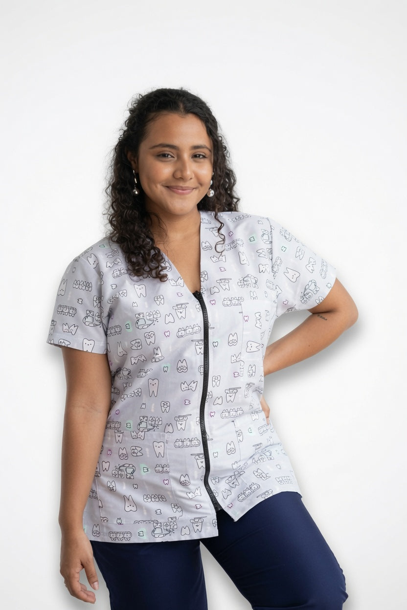 Gabacha Estampada Antifluido Muelitas con Cremallera