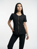 Set Negro Antifluido Cuello V Zipper y Bota Recta