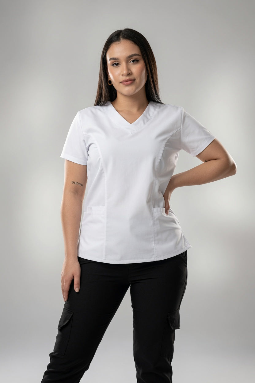 Uniforme Asistente de Pacientes, Cuello V, Bota Recta o Jogger