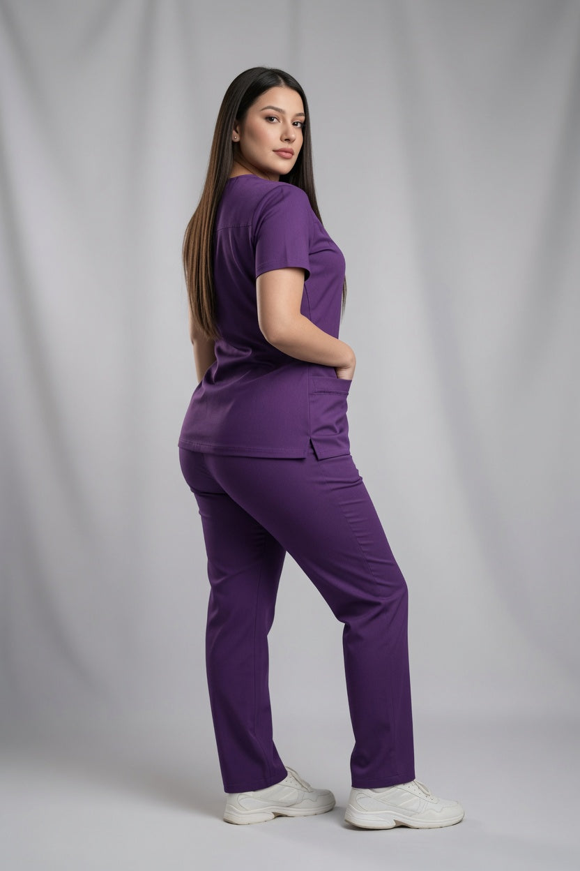 Set Morado Uva Antifluido con Cuello Chino, Bota Recta