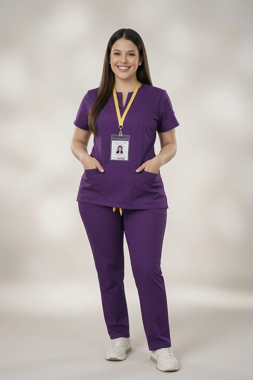 Set Morado Uva Antifluido con Cuello Chino, Bota Recta