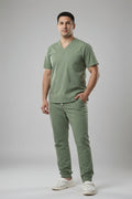 Set Caballero Verde Olivo con Cuello V y Jogger