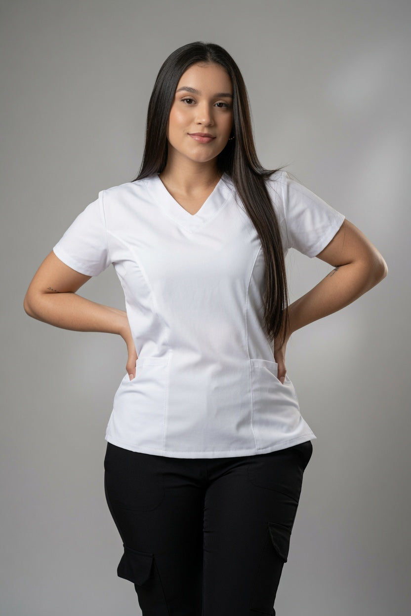Uniforme Asistente de Pacientes, Cuello V, Bota Recta o Jogger